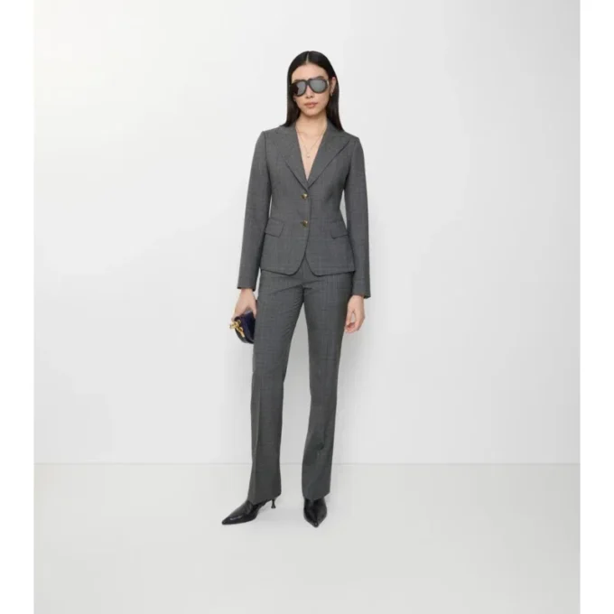 Check Wool Tailored Trousers
