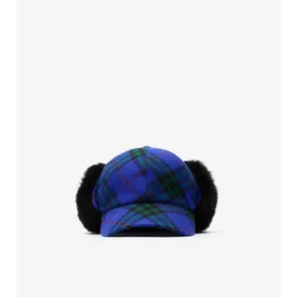 Check Wool Trapper Cap