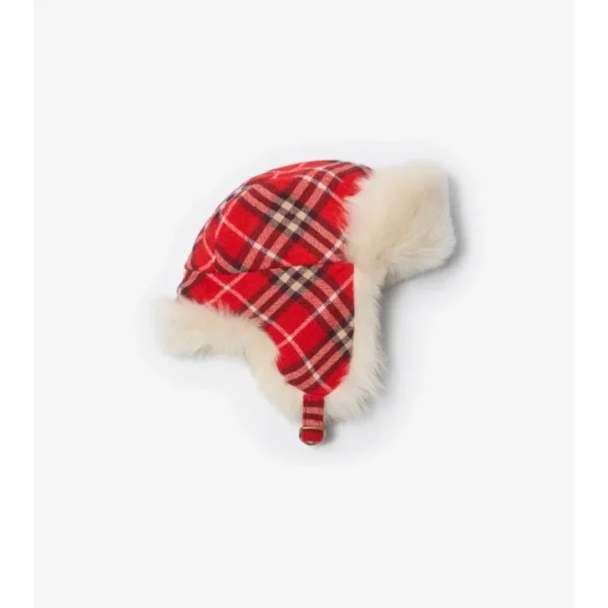 Check Wool Trapper Hat
