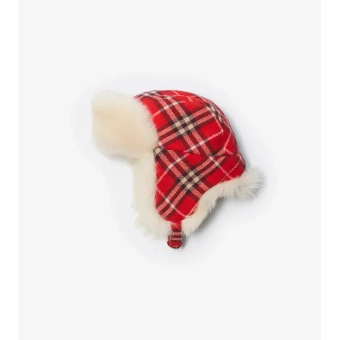 Check Wool Trapper Hat