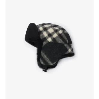 Check Wool Trapper Hat