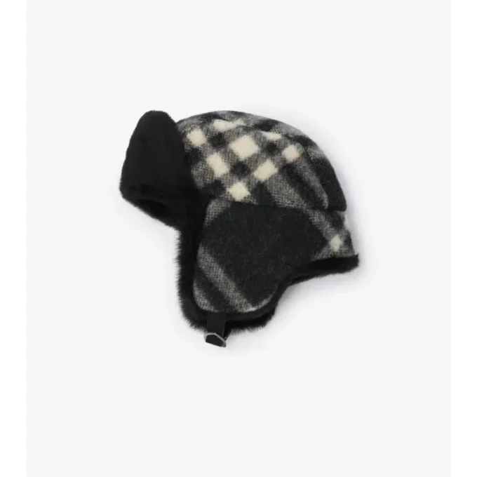 Check Wool Trapper Hat