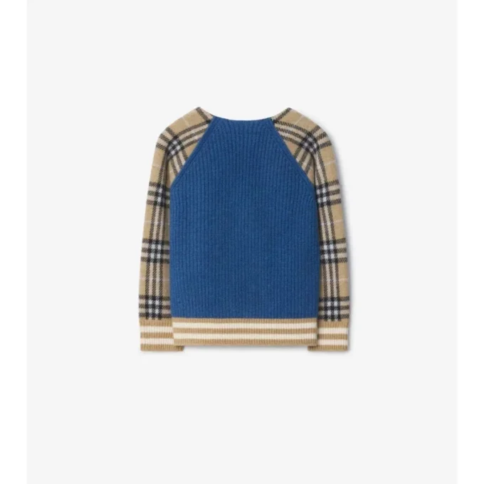 Check Wool Zip Cardigan