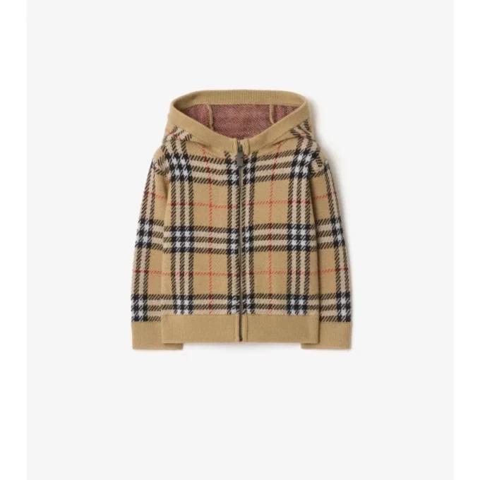 Check Wool Zip Hoodie