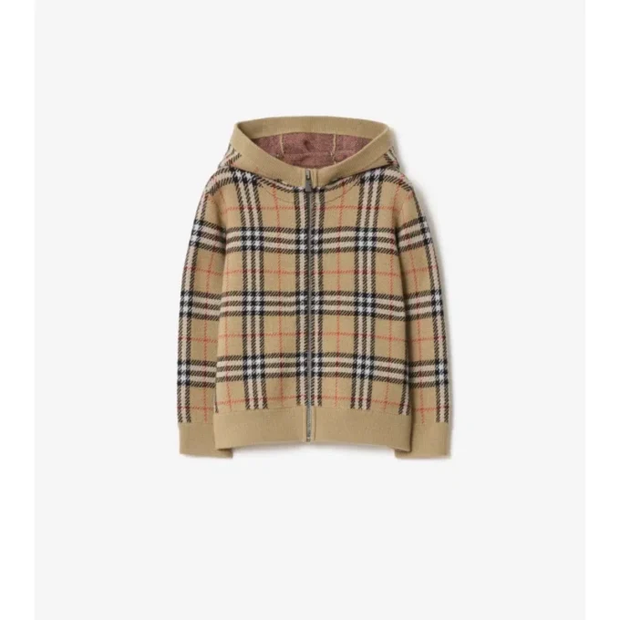 Check Wool Zip Hoodie