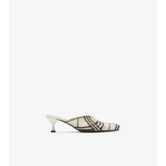 Check Woven Leather Cameo Mules