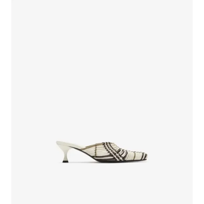 Check Woven Leather Cameo Mules