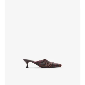 Check Woven Leather Cameo Mules 