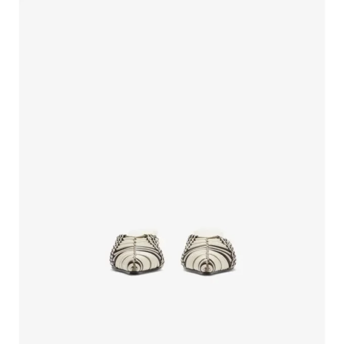 Check Woven Leather Cameo Mules