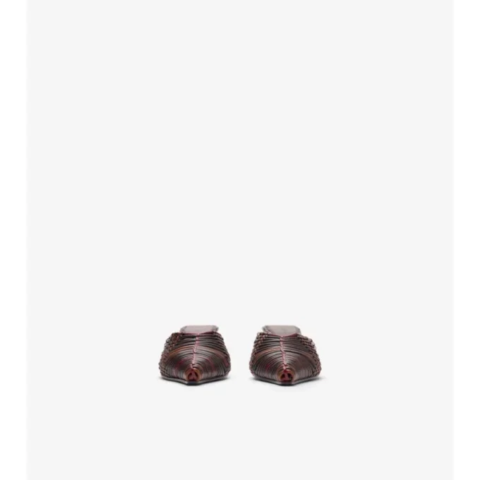 Check Woven Leather Cameo Mules 