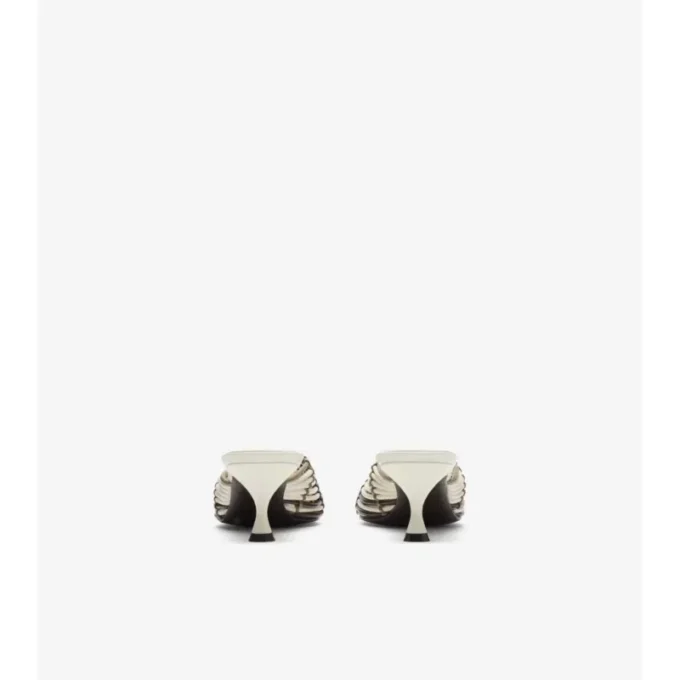 Check Woven Leather Cameo Mules