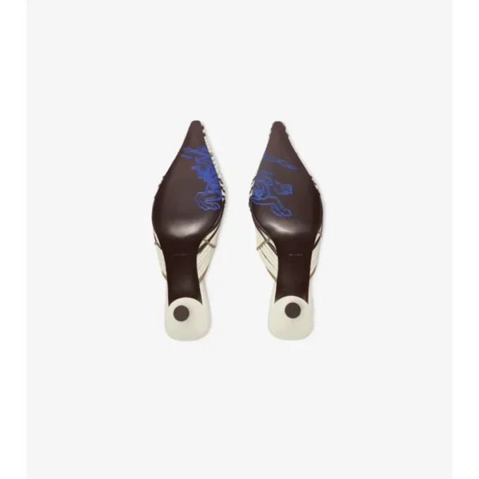 Check Woven Leather Cameo Mules