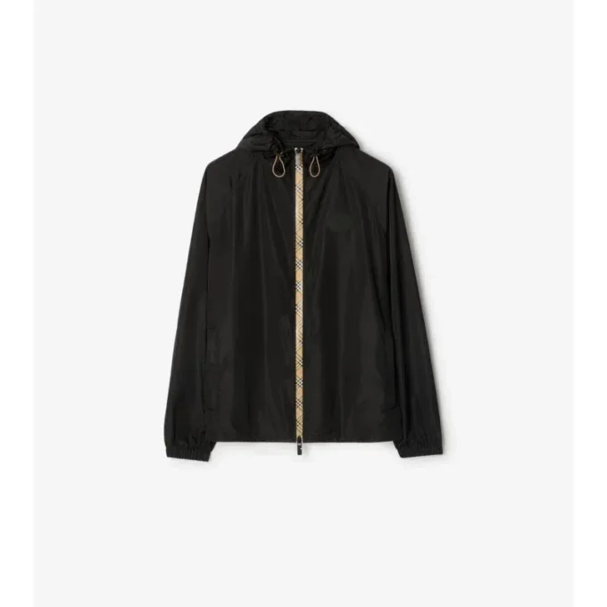 Checker-Tape Nylon Hooded Jacket
