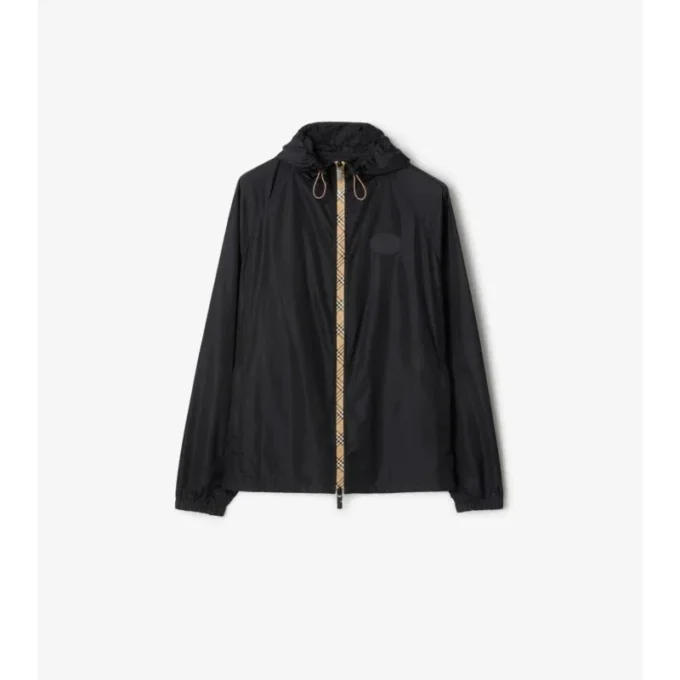 Checker-Tape Nylon Hooded Jacket