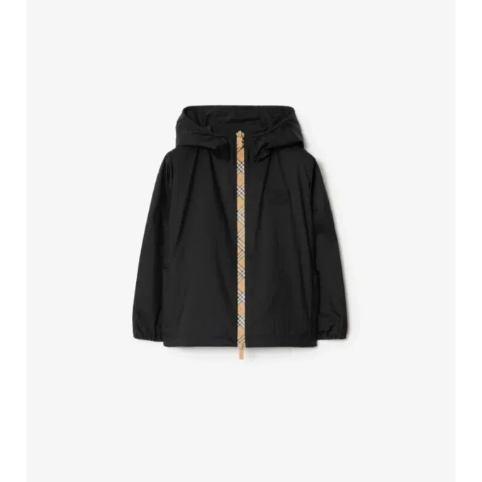 Checker-Tape Nylon Hooded Jacket