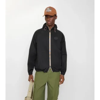 Checker-Tape Nylon Hooded Jacket