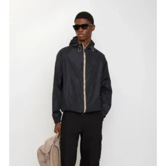 Checker-Tape Nylon Hooded Jacket