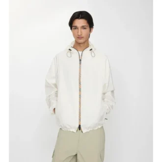 Checker-Tape Nylon Hooded Jacket