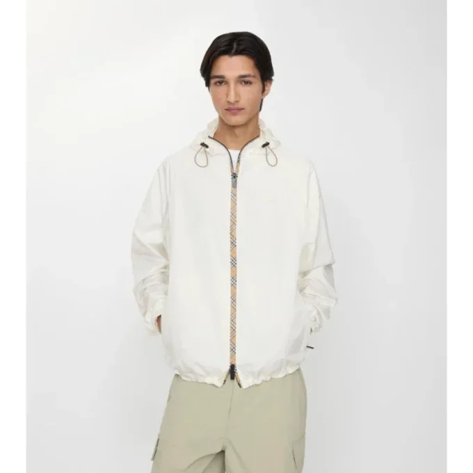 Checker-Tape Nylon Hooded Jacket