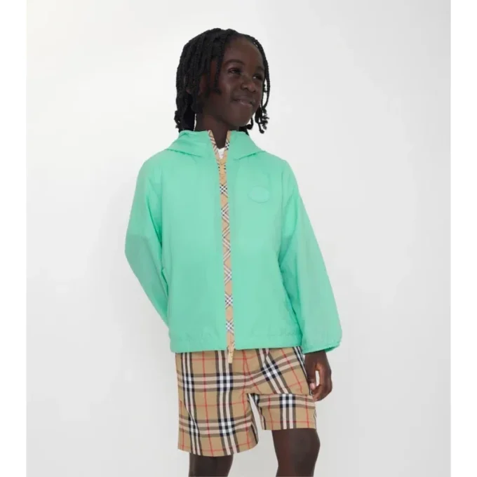 Checker-Tape Nylon Hooded Jacket