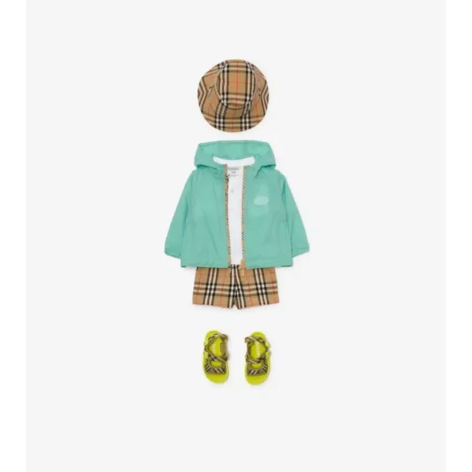 Checker-Tape Nylon Hooded Jacket