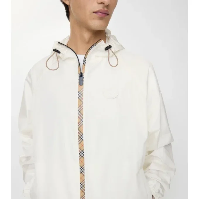 Checker-Tape Nylon Hooded Jacket