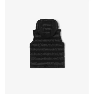 Checker-Tape Nylon Hooded Puffer Gilet