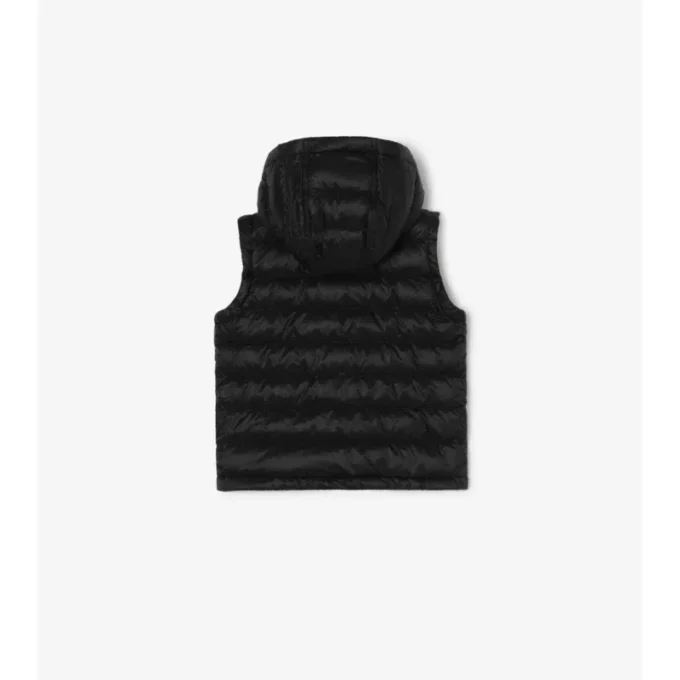 Checker-Tape Nylon Hooded Puffer Gilet