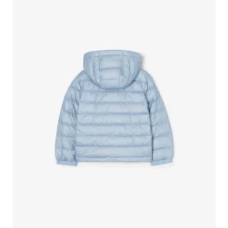 Checker-Tape Nylon Hooded Puffer Jacket