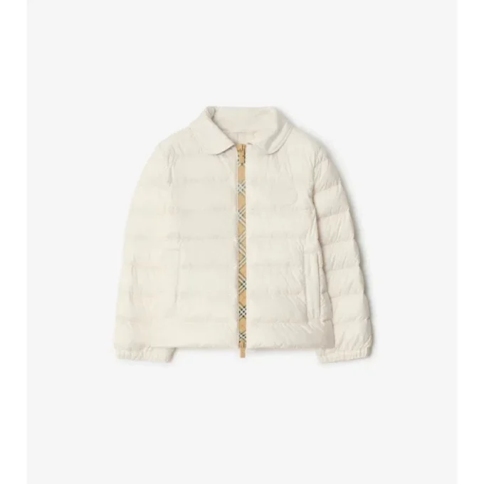 Checker-Tape Nylon Puffer Jacket