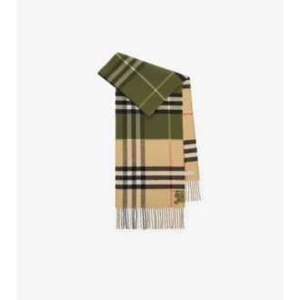 Contrast Check Cashmere Scarf