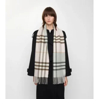 Contrast Check Cashmere Scarf