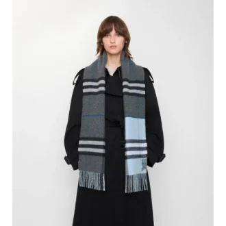 Contrast Check Cashmere Scarf