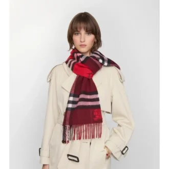 Contrast Check Cashmere Scarf