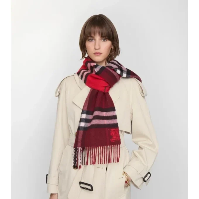 Contrast Check Cashmere Scarf