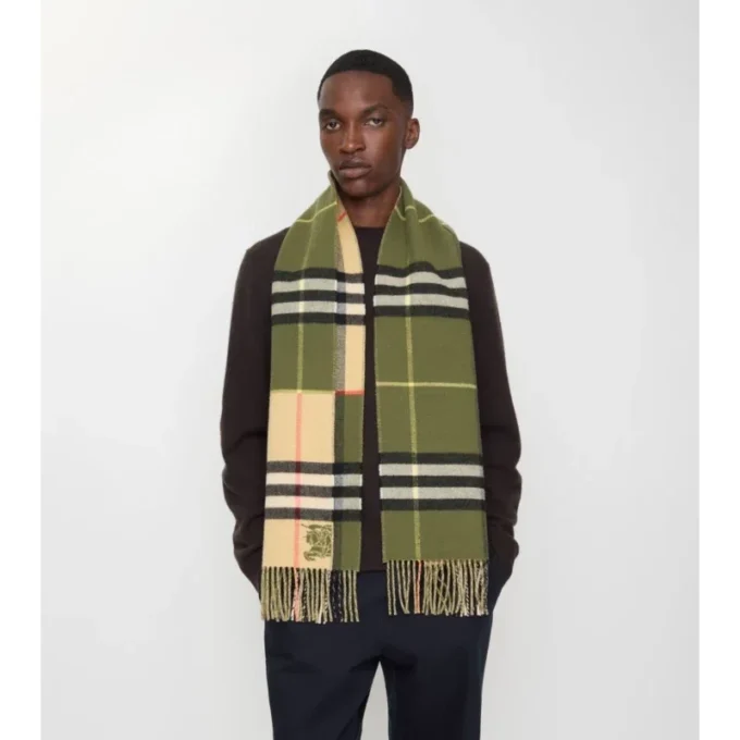 Contrast Check Cashmere Scarf