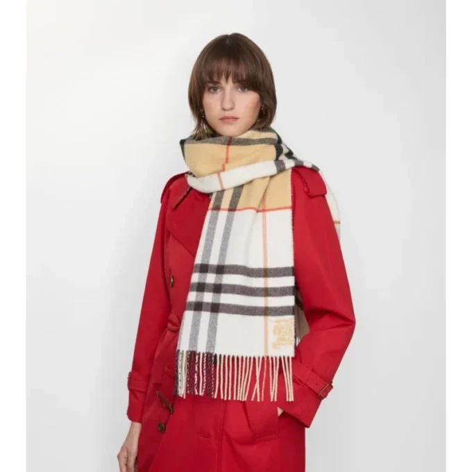 Contrast Check Cashmere Scarf