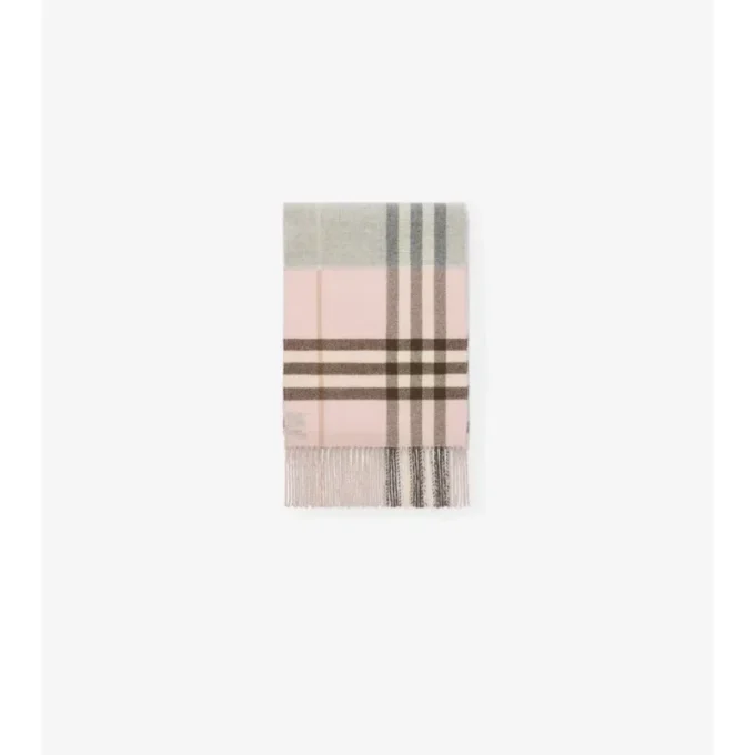 Contrast Check Cashmere Scarf
