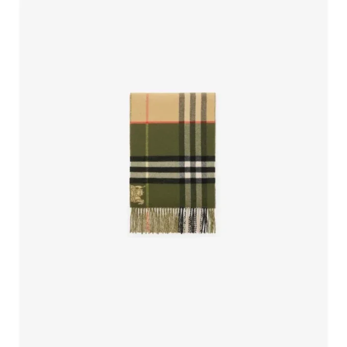 Contrast Check Cashmere Scarf