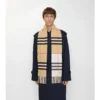 Contrast Check Cashmere Scarf