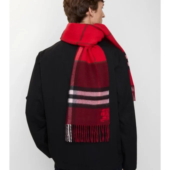 Contrast Check Cashmere Scarf