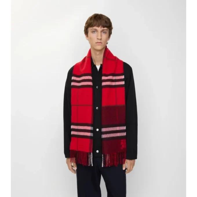 Contrast Check Cashmere Scarf