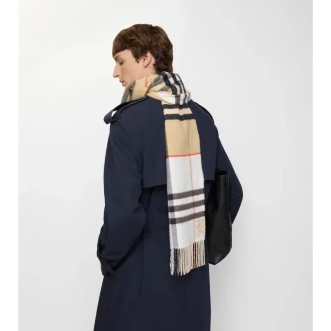 Contrast Check Cashmere Scarf