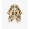 Contrast Check Cashmere Wool Cape
