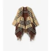 Contrast Check Cashmere Wool Cape