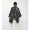 Contrast Check Cashmere Wool Cape