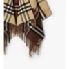 Contrast Check Cashmere Wool Cape