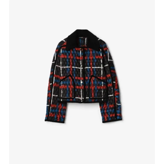 Cropped Belt Check Quilted Floriston Jacket