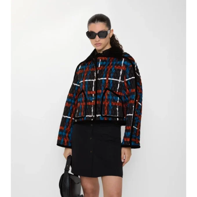 Cropped Belt Check Quilted Floriston Jacket