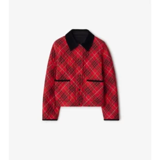 Cropped Check Cotton Quilted Jacket